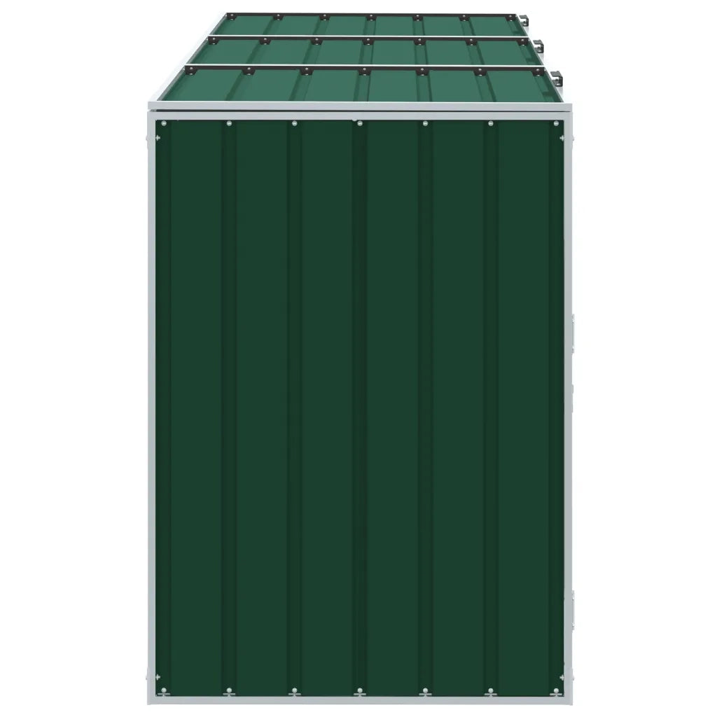 Copribidone con Ruote per 3 Bidoni Verde 216x81x115 cm Acciaio CFW8562525