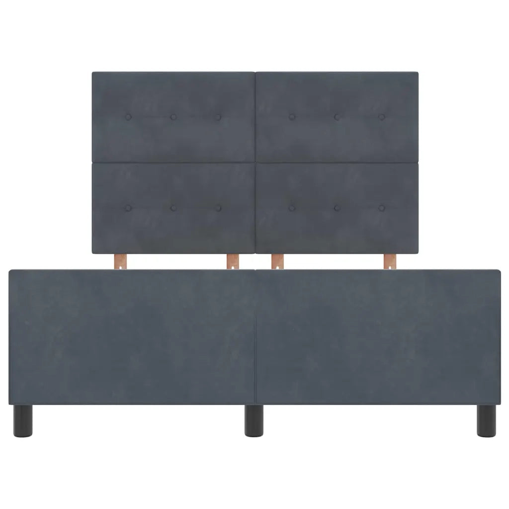 Letto matrimoniale | Letto per adulti | Letto a molle con testiera Grigio scuro 140 x 200 cm Velluto