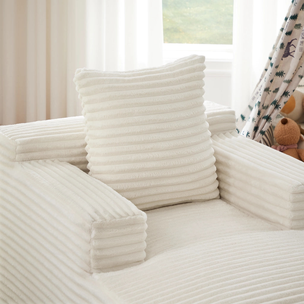 Chaise longue con funzione letto e seduta imbottita per soggiorno e ufficio in velluto a coste - beige