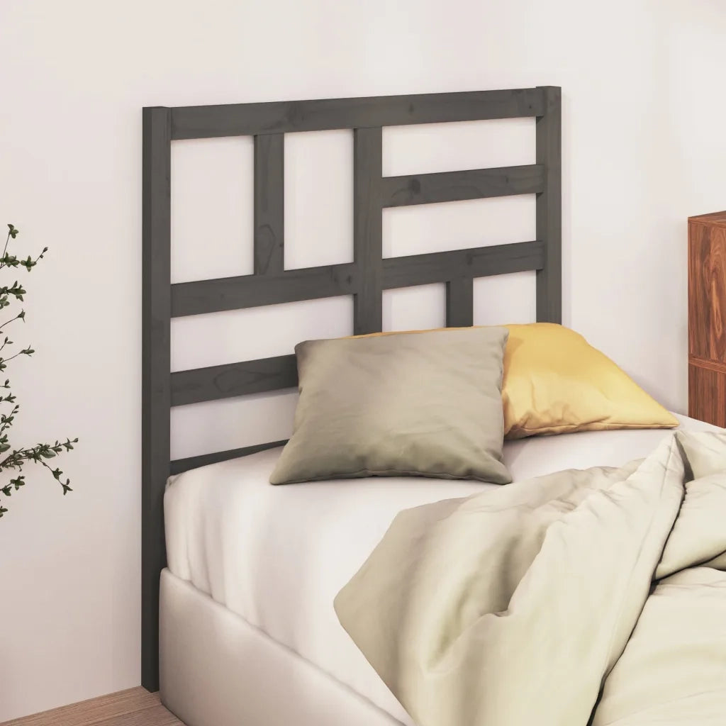 Testiera per Letto Grigia 106x4x104cm in Legno Massello di Pino 818177