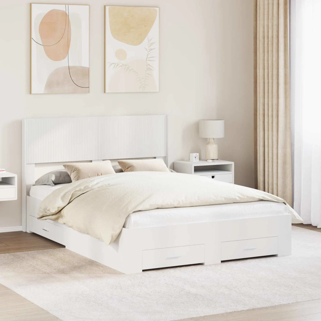 Struttura del letto con stoccaggio e testata Bianco 3414445