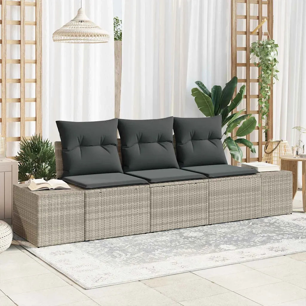 Set Divano da Giardino 3 pcs Grigio chiaro polyrattan 3355591