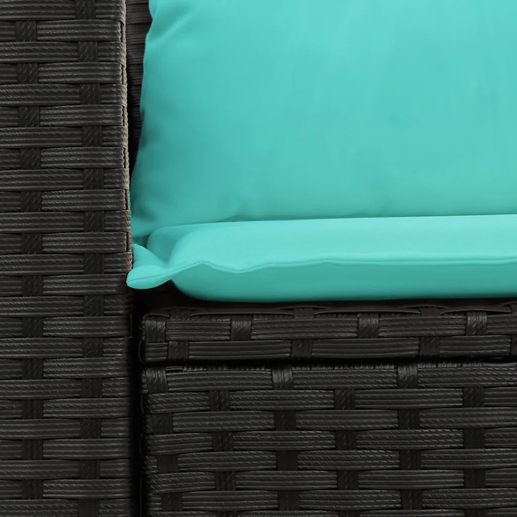 Divano da Giardino con Cuscini a 2 Posti Nero in Polyrattan 366046
