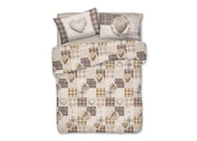 Copripiumino Linea Pensieri Delicati In 100% Cotone Disegno Love Mountain - Singolo - Beige