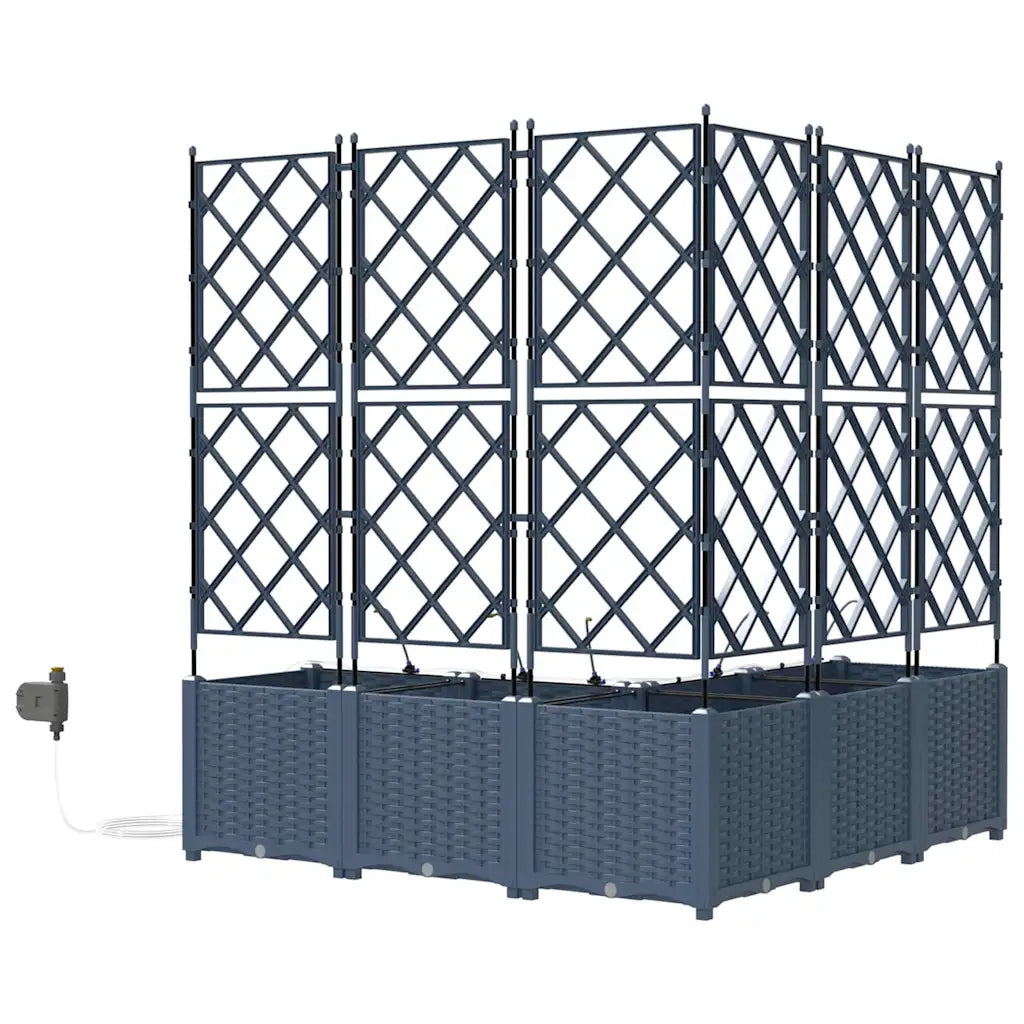 Vaso da giardino 5 pcs Grigio Plastica 42002879