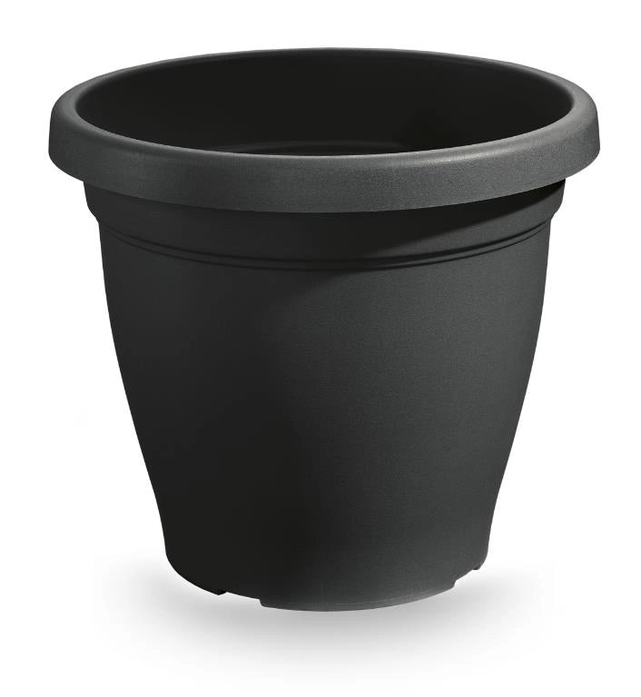 Vaso da esterno tondo in plastica verona Antracite 30 cm veca