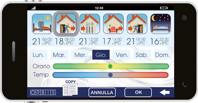 CRONOTERMOSTATO DIGITALE SETTIMANALE BIKO APP ALLUMINIO ORBIS