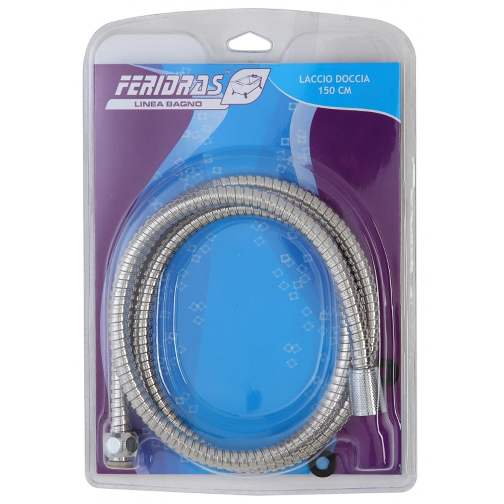 LACCIO DOCCIA FLESSIBILE IN ACCIAIO CROMATO 150cm ANTITORSIONE HIDRA FERIDRAS 017002