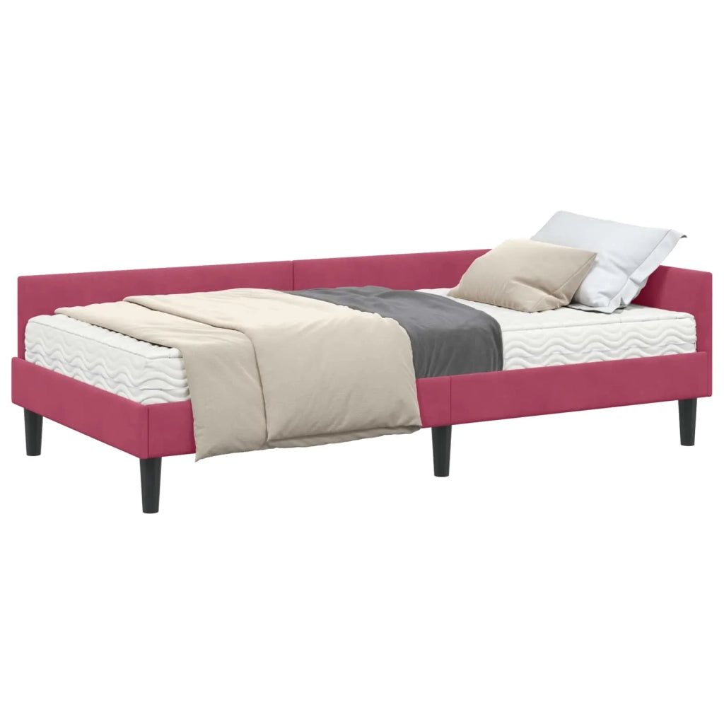 Struttura Letto Angolare con Materasso 2 pz-Giroletto con materasso Verde Velluto 597613