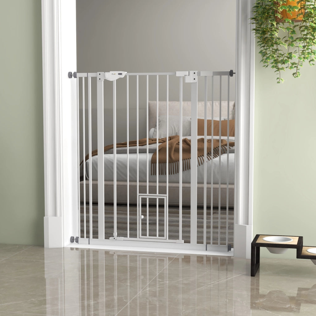 Cancello per cani ¨C zephmum ¨C acciaio, bianco 104 cm