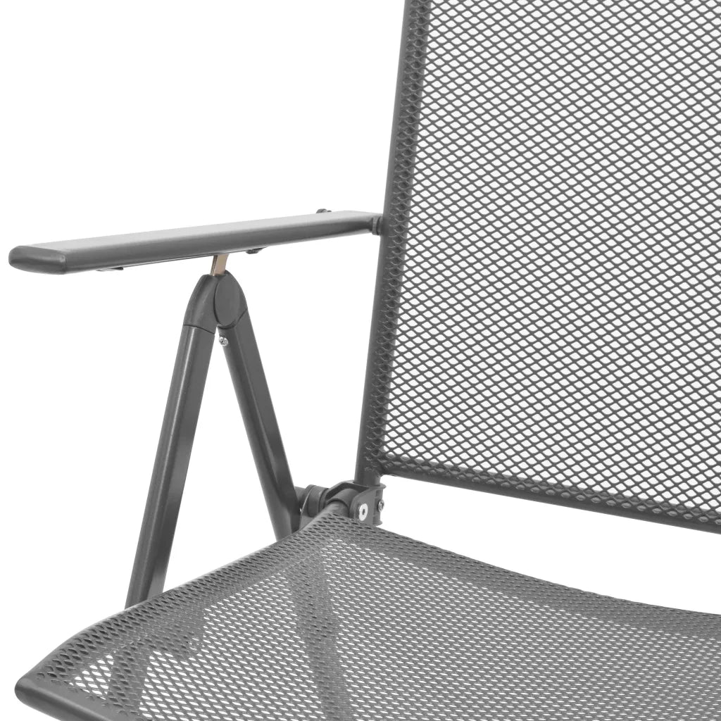 Set Sedie Giardino Reclinabili 3pz Antracite Acciaio Verniciato 3283760