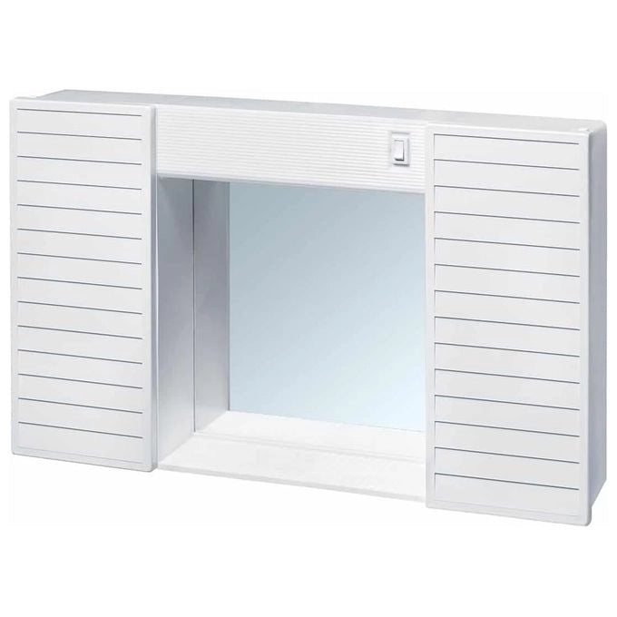 CR 8029954001460 Simpaty Mobiletto da Bagno con Specchio e Illuminazione 58x12x37 cm colore Bianco