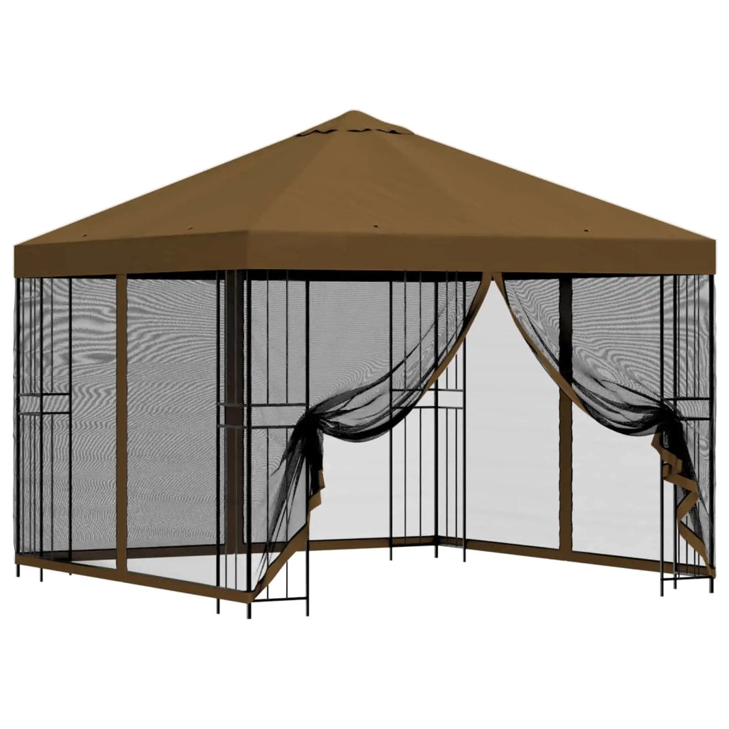 Gazebo | Pergolato da giardino con pareti laterali 3 x 3 m Tortora