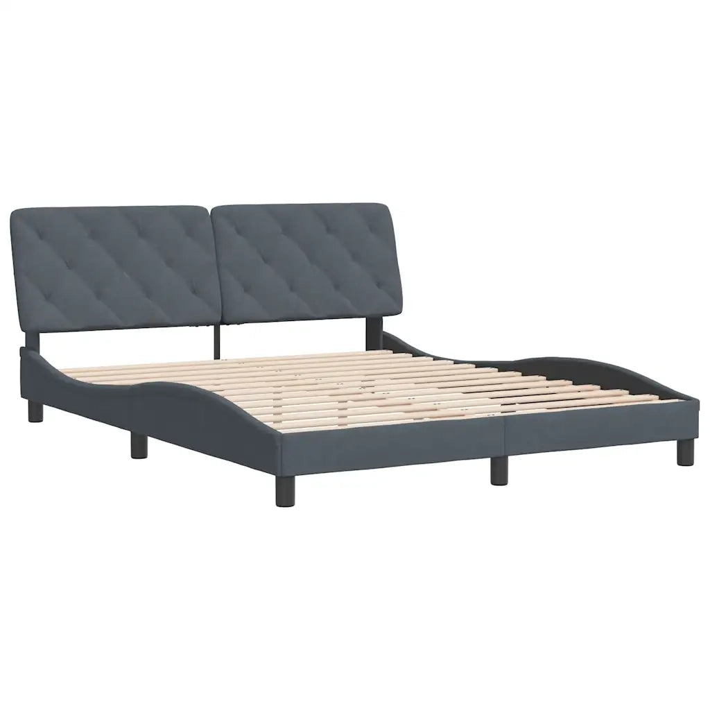 Giroletto senza Materasso-Struttura Letto Grigio Scuro 160x200 cm Velluto 552582