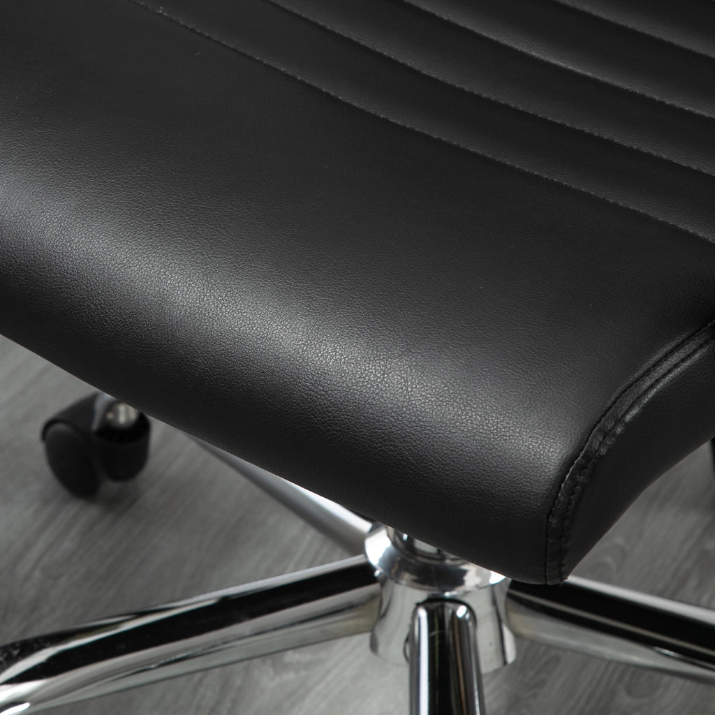 Sedia da ufficio ergonomica con funzione oscillante; altezza regolabile e ruote girevoli in similpelle nera