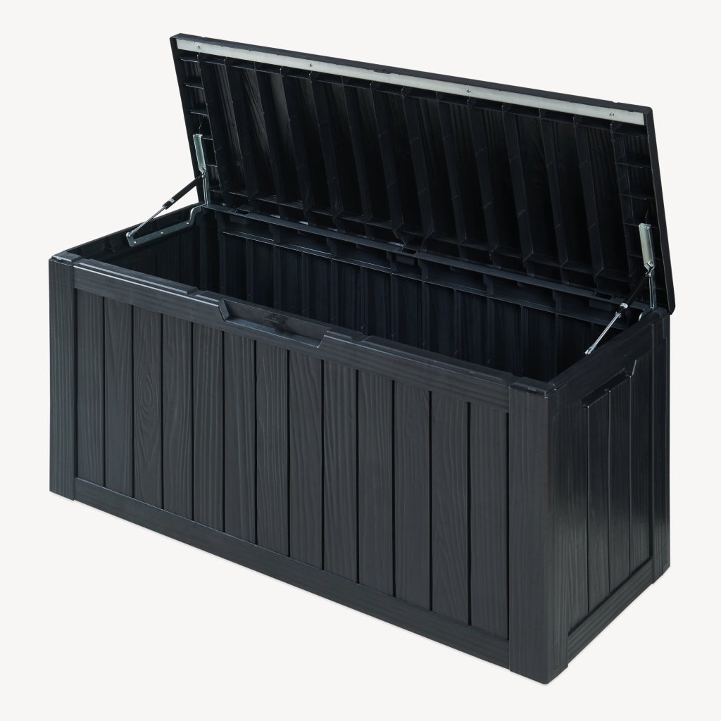 Baule da Giardino Vades Contenitore Multiuso 117 x 47 x 59 cm - Nero, Effetto Legno casa.pro