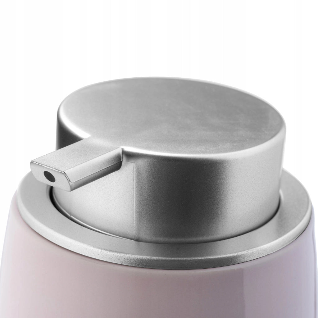 Dispenser di sapone liquido KADAX, contenitore da 400 ml in ceramica rosa.