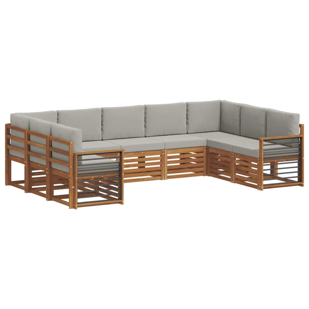 Set divano sezionale con cuscino 9 pcs Grigio Naturale e Chiaro 3375491