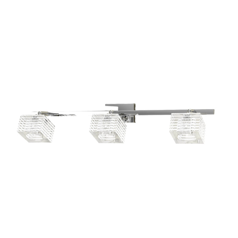 Toplight Applique da parete 3 luci Metropolitan con attacco G9, struttura cromo e vetro lavorato, design moderno 55x10x12cm