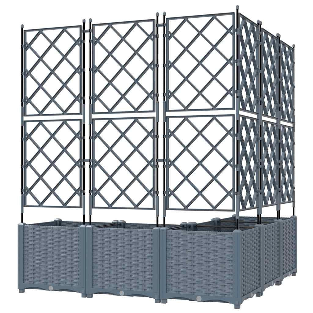 Set di 5 fioriere moderne in acciaio per esterni 120 x 120 x 143 cm resistenti eleganti grigio chiaro 02_0058587