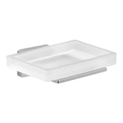 PORTA SAPONE DA PARETE IN ACCIAIO INOX E VETRO MODELLO ATENA - DIM. CM (LXPXH): 11,5X10X3,9  - CROMATO  - GDY