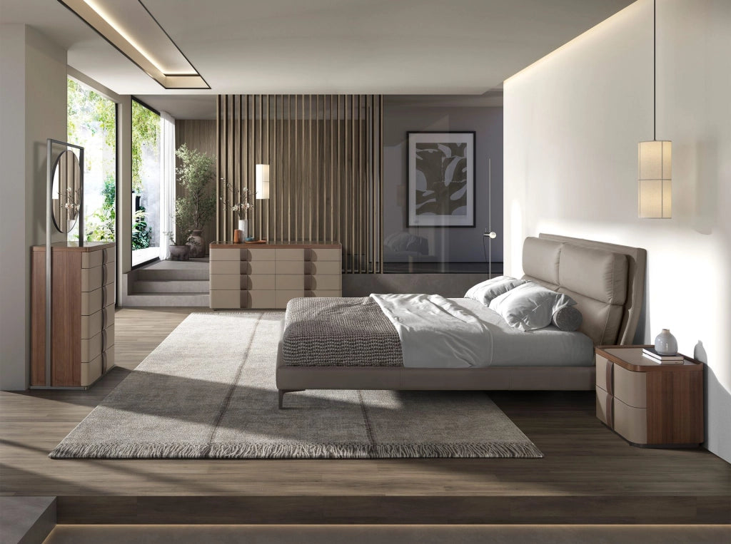 Letto in similpelle color visone