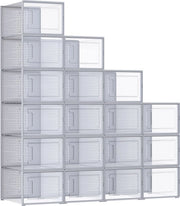 Sistema di conservazione per scarpe 18x - ripiegabile e multifunzionale - organizzatore per scarpe fino al numero 46,5 - trasparente e grigio.