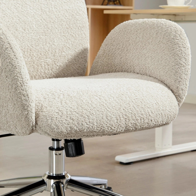 Sedia da Ufficio Ergonomica con Poggiatesta Regolabile, Inclinazione e Ruote, in Poliestere Grigio Chiaro