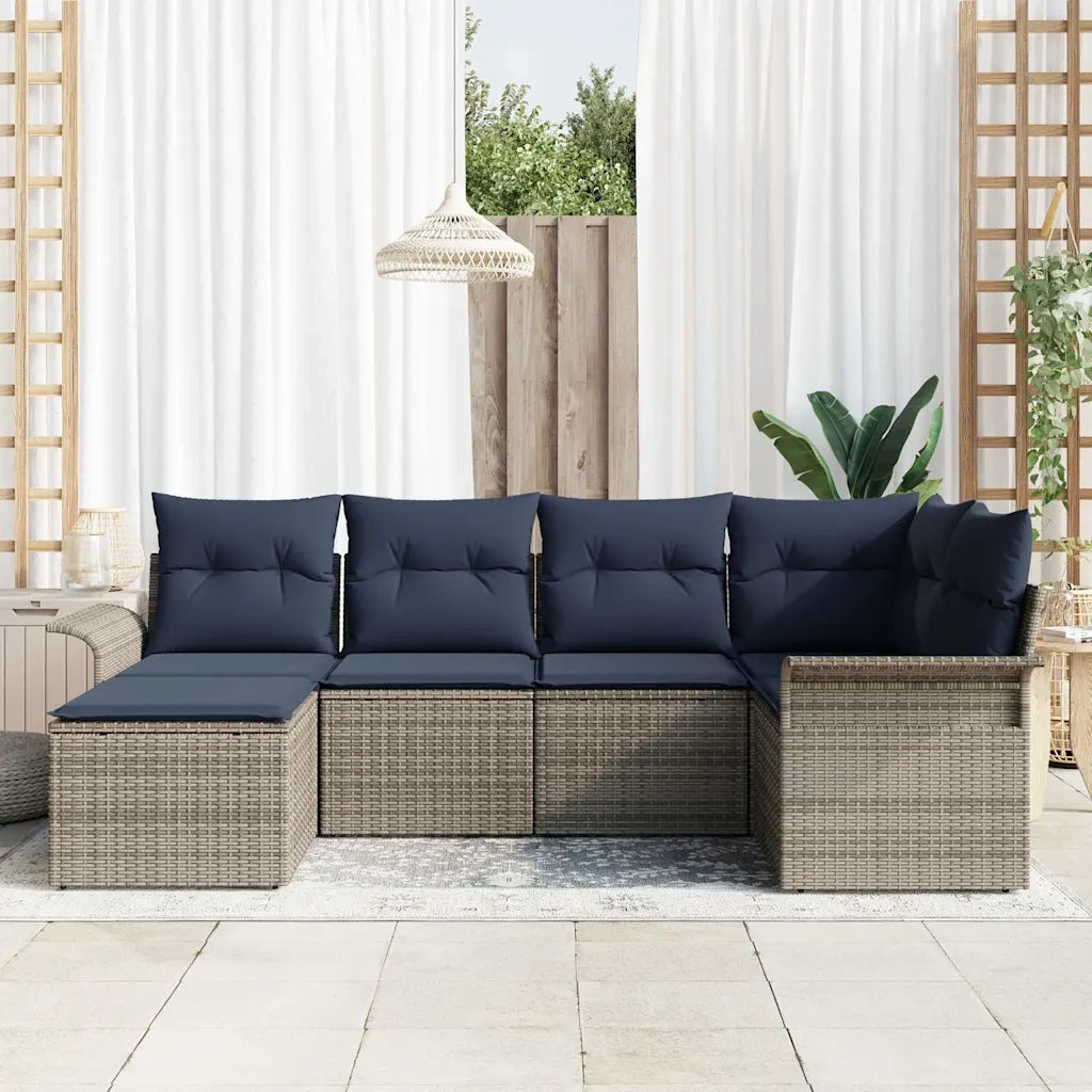 Set Divano da Giardino 6 pcs Grigio polyrattan 3354104