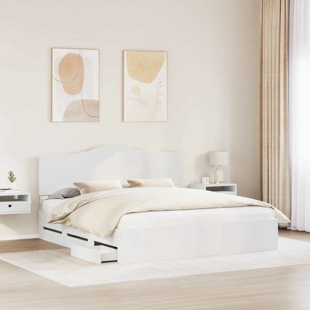 Struttura del letto-Giroletto-Rete del Letto Bianco 180 x 200 cm Legno Ingegnerizzato 580080