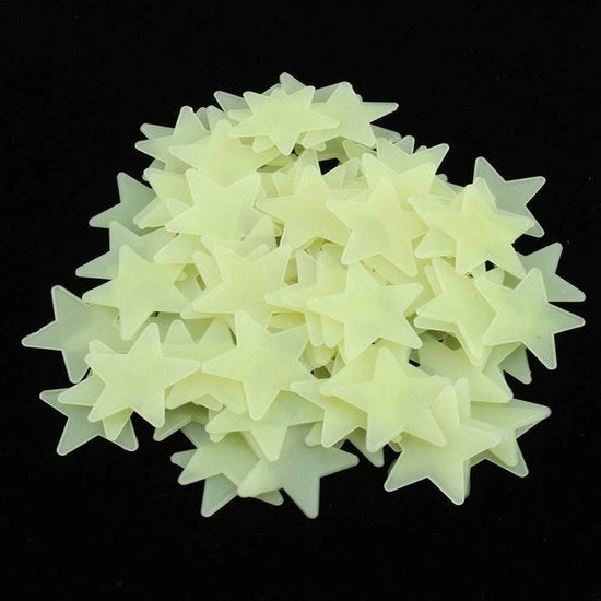 Decorazione per Camera da Bambino - Sticker a Luce emettente - 100 pezzi - Sticker per Parete - Decorazione Ecológica - Verde chiaro 3cm - Stelle a Luce emettente