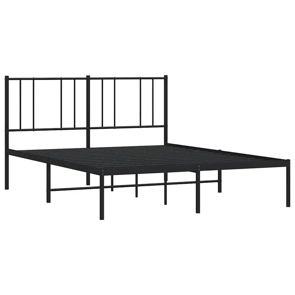 Letto matrimoniale | Letto per adulti | Giroletto con Testiera in Metallo Nero 160x200 cm