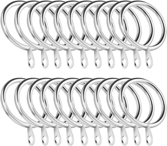 Anelli di tenda in metallo - grucce decorative - 20 pezzi - argento