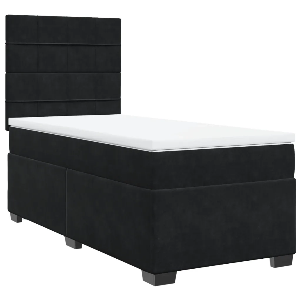 Giroletto a Molle con Materasso Nero 90x200 cm in Velluto