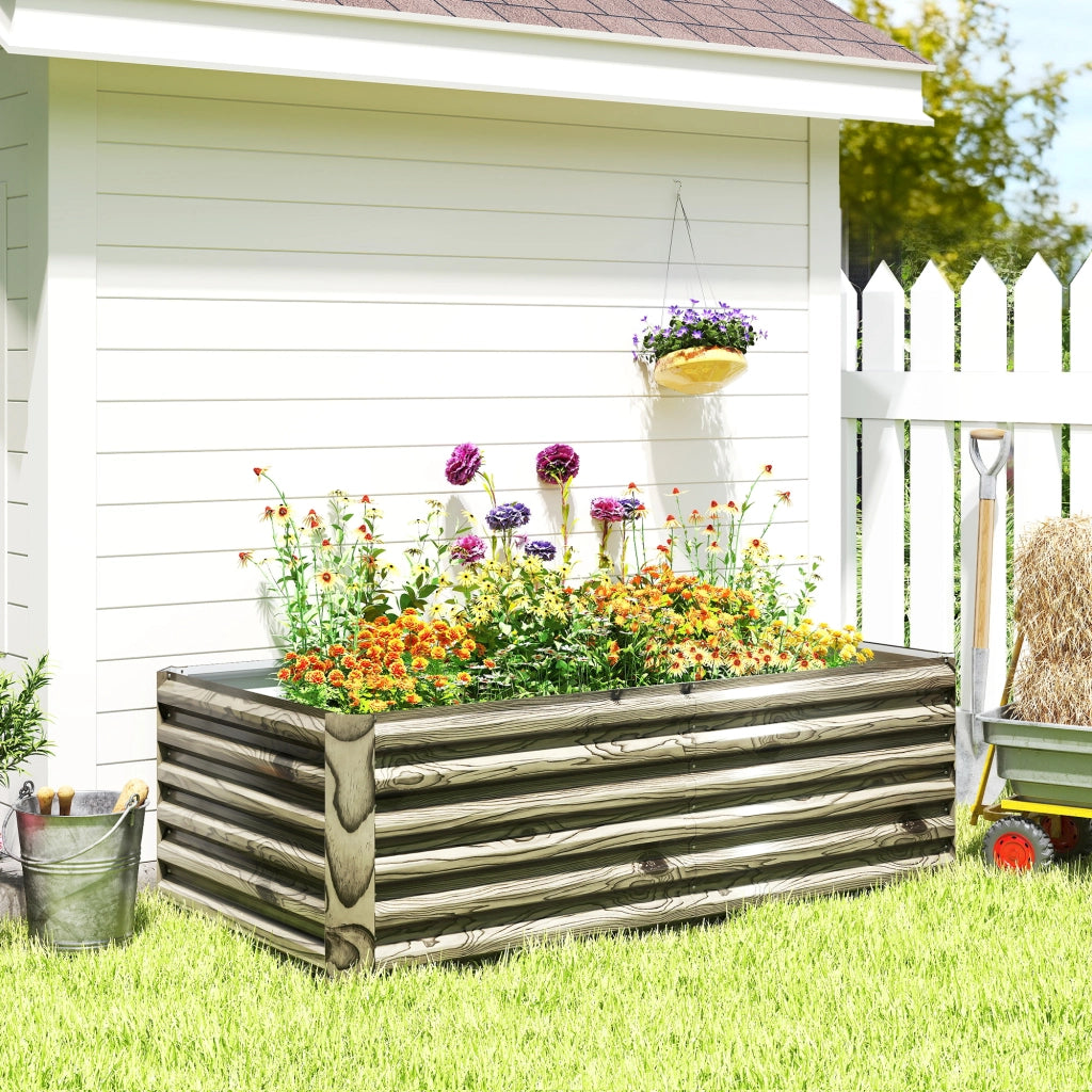 Fioriera Grande Rettangolare per Esterno in Acero Galvanizzato ¨C zephmum ¨C 180x90x57.5 cm Natural