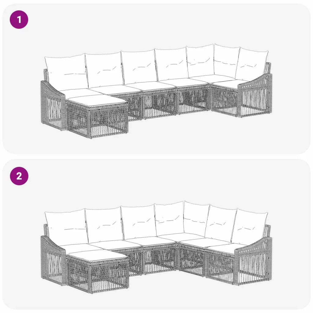 Set Divano da Giardino 7 pz Nero polyrattan 3436078