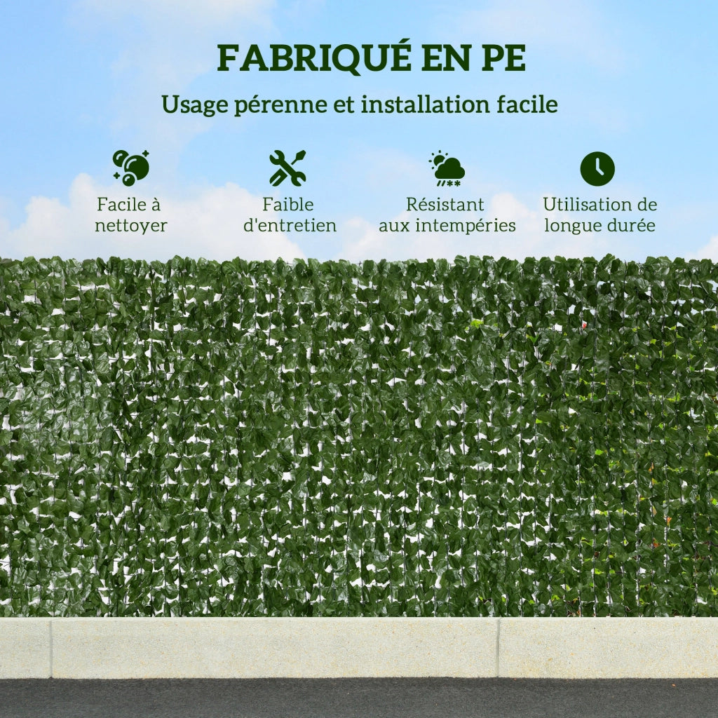 Hedge Artificiale Brise-Vue ¨C Minimal ¨C 3x1 m, Verde Scuro, Anti-UV