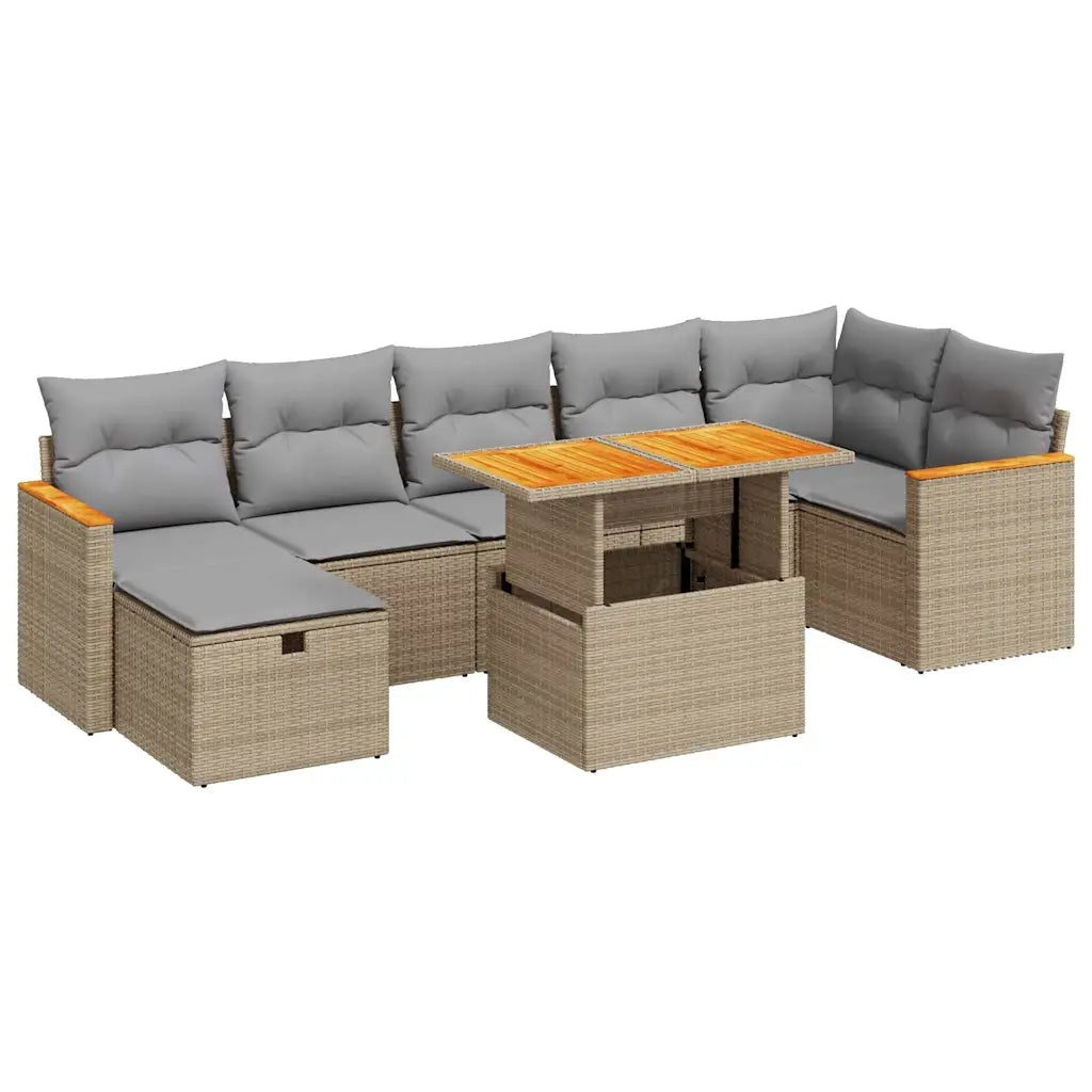 Set Divano da Giardino 5 pz con Cuscini Beige in Polyrattan 3328123