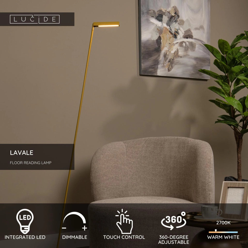 Lampada da terra minimal LED 3W LAVALE Lucide gialla