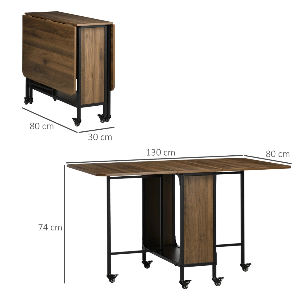 Tavolo Pieghevole con Ruote e Gambe Regolabili per Cucina e Salone ¨C zephmum ¨C 130x80x74 cm Marrone