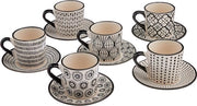 Set di 6 tazze per caffè in ceramica con piatto