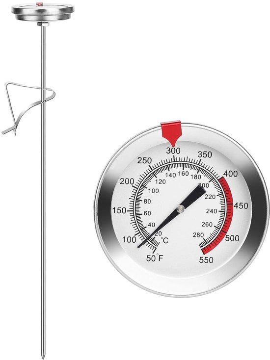 Termometro per cottura - Fornito in acciaio inossidabile - 30 cm - Termometro per caffè - Adatto per cucina e forno - 20 a 280 °C