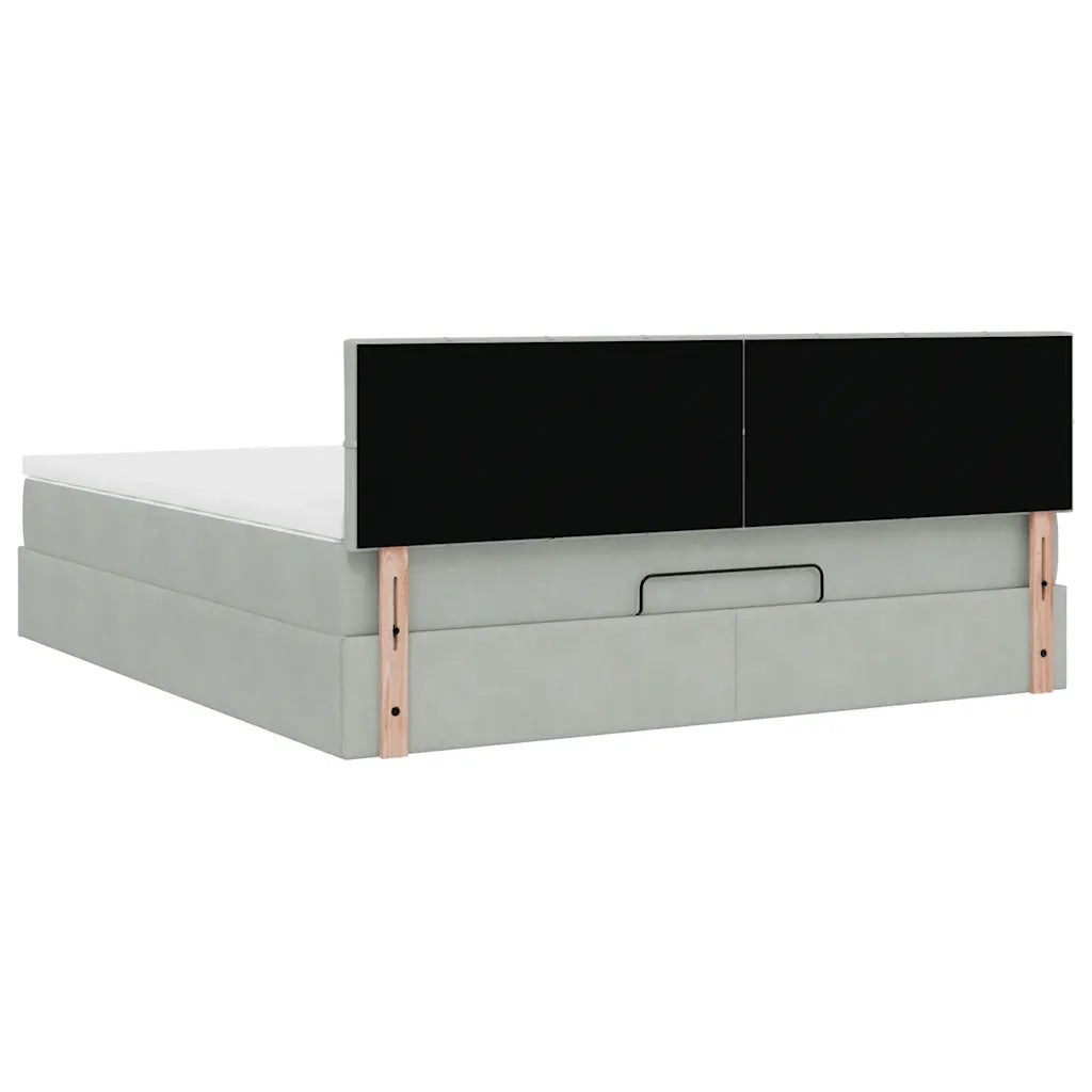 Struttura Letto Pouf con Materasso 160x200 cm in Velluto 3311783