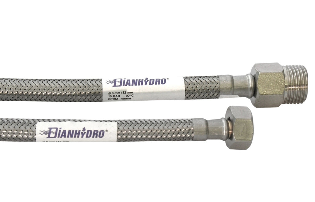 FLESSIBILE INOX MODELLO PROLUNGATO  CM. 35- MF 1/2 x 3/8- DH- pezzi 1