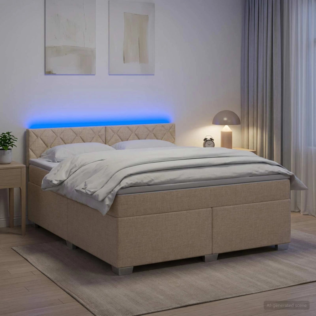 Letto con Box Spring, Materasso e LED Crema 180 x 200 cm 3452013