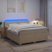 Letto con Box Spring, Materasso e LED Crema 180 x 200 cm 3452013