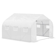 Serra in alluminio 3,5x3x3 m con protezione UV, antivento, finestre a rete, ideale per pomodori e piante in giardino o sul balcone, in metallo, bianca
