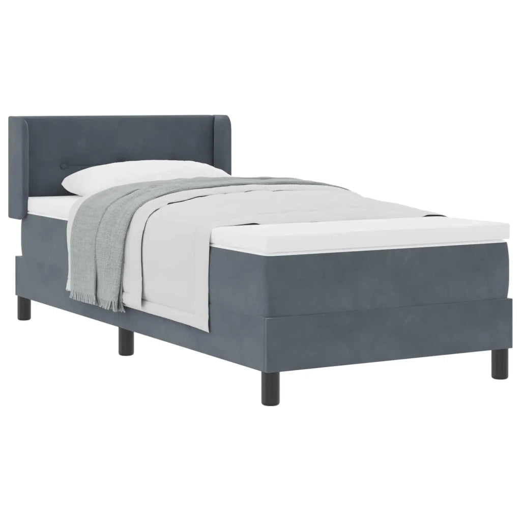 Letto a molle con materasso-Struttura Letto con Materasso Grigio scuro 200 x 90 cm Poliestere 122110