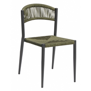 Set Di 2 Sedie Milano Contract Senza Braccioli In Alluminio Grigio E Corda Verde Moia