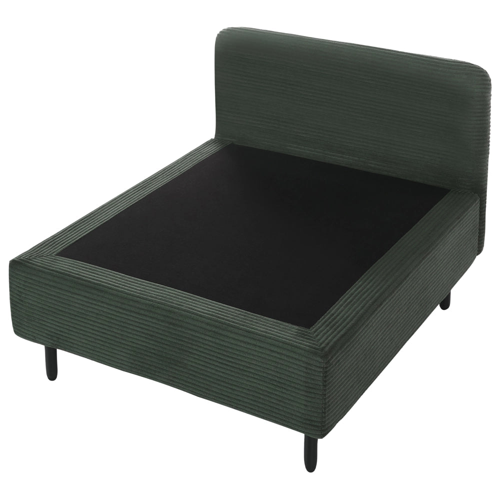 Modulo divano monoposto moderno senza braccioli in velluto a coste verde